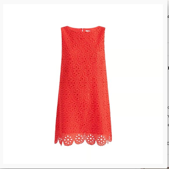 Hill House Charlie Shift Mini Dress Poppy Red Scallop Lace Small Holidays Party - Picture 9 of 9